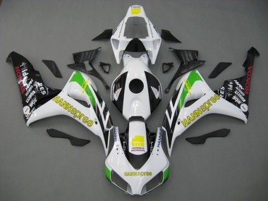 Discount 2006-2007 White Green Yellow Glossy Black Hannspree Honda CBR1000RR Motorcycle Fairings Canada