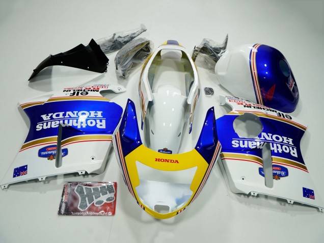 Discount 1996-2007 White Blue Yellow Rothmans Honda CBR1100XX Blackbird Motorcycle Fairings Canada