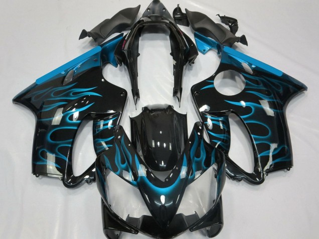 Discount 2004-2007 Glossy Black Light Blue Flame Honda CBR600 F4i Motorcycle Fairings Canada