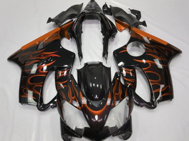 Discount 2004-2007 Glossy Black Orange Flame Honda CBR600 F4i Motorcycle Fairings Canada