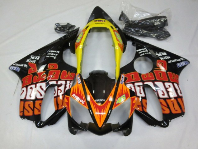 Discount 2004-2007 Yellow Orange Glossy Black Rossi Honda CBR600 F4i Motorcycle Fairings Canada