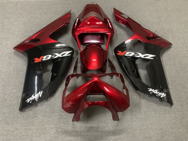 Discount 2003-2004 Red Glossy Black White Ninja Kawasaki ZX6R Motorcycle Fairings Canada