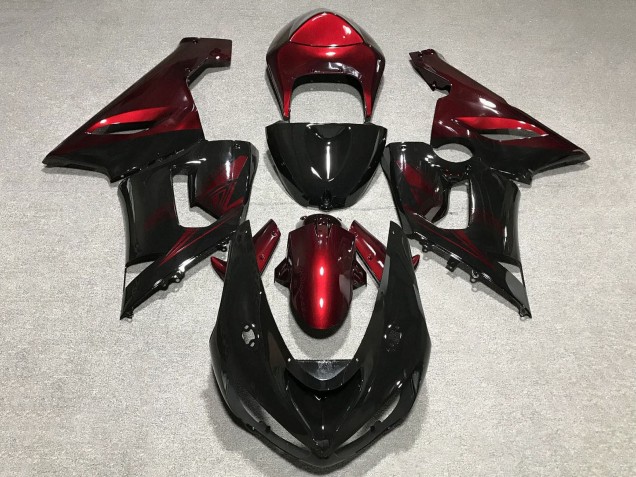 Discount 2005-2006 Red Glossy Black Kawasaki ZX6R Motorcycle Fairings Canada