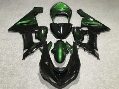 Discount 2005-2006 Green Glossy Black Kawasaki ZX6R Motorcycle Fairings Canada