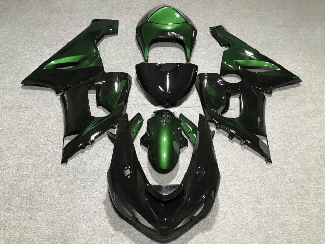 Discount 2005-2006 Green Glossy Black Kawasaki ZX6R Motorcycle Fairings Canada