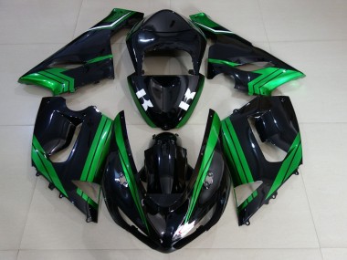 Discount 2005-2006 Green White Glossy Black Kawasaki ZX6R Motorcycle Fairings Canada