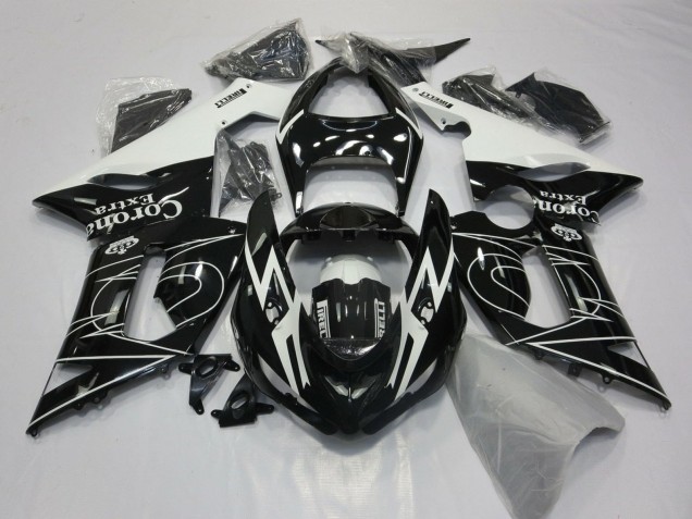 Discount 2005-2006 Glossy Black White Corona Extra Tribal Kawasaki ZX6R Motorcycle Fairings Canada