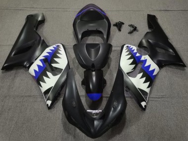 Discount 2005-2006 Matte Black White Blue Shark Kawasaki ZX6R Motorcycle Fairings Canada