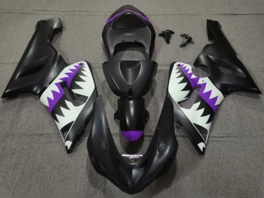 Discount 2005-2006 Matte Black White Purple Shark Kawasaki ZX6R Motorcycle Fairings Canada