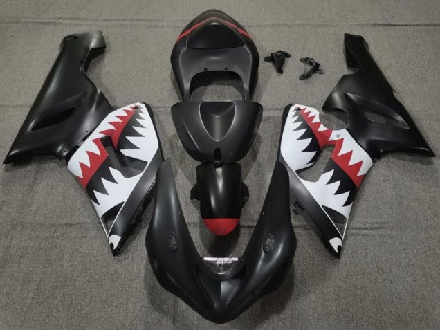 Discount 2005-2006 Matte Black White Red Shark Kawasaki ZX6R Motorcycle Fairings Canada