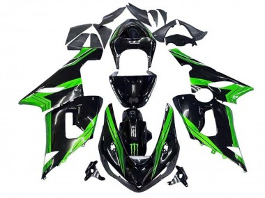 Discount 2005-2006 Green Glossy Black Monster Stripe Kawasaki ZX6R Motorcycle Fairings Canada