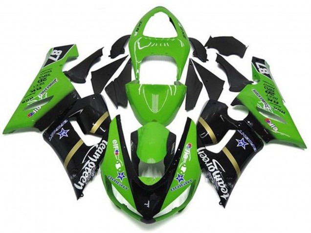 Discount 2005-2006 Green Glossy Black Blue Star Team Green Kawasaki ZX6R Motorcycle Fairings Canada