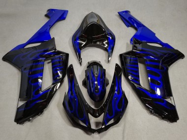 Discount 2007-2008 Black Blue Flame Kawasaki ZX6R Motorcycle Fairings Canada