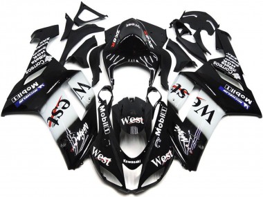 Discount 2007-2008 Black White West Mobil Kawasaki ZX6R Motorcycle Fairings Canada