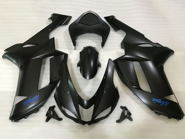 Discount 2007-2008 Matte Black Blue Ninja Kawasaki ZX6R Motorcycle Fairings Canada