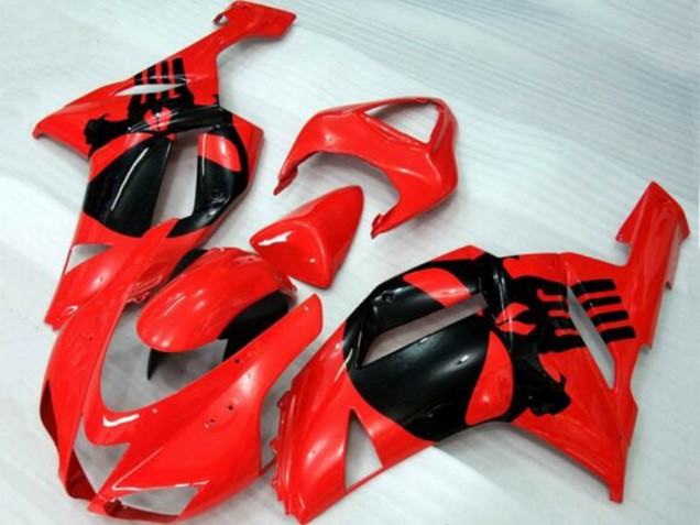 Discount 2007-2008 Red Black Skull Kawasaki ZX6R Motorcycle Fairings Canada