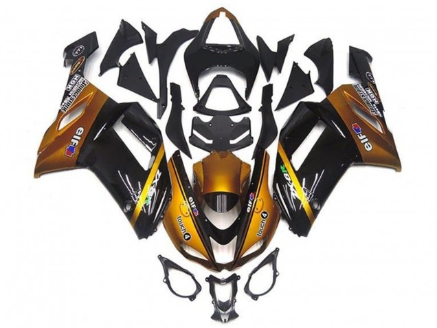 Discount 2007-2008 Gold Black Elf Kawasaki ZX6R Motorcycle Fairings Canada