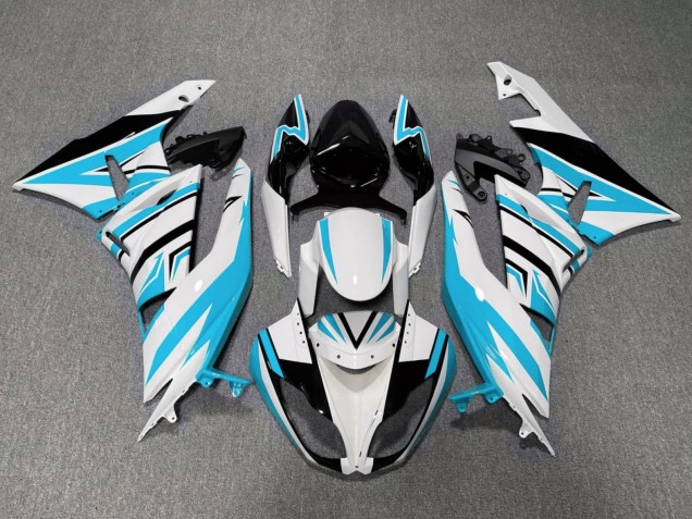 Discount 2009-2012 White Light Blue Black Kawasaki ZX6R Motorcycle Fairings Canada