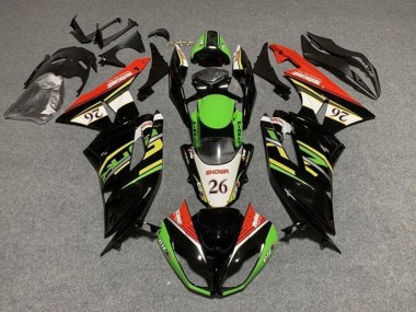 Discount 2009-2012 Green Glossy Black White Red Showr 26 Kawasaki ZX6R Motorcycle Fairings Canada