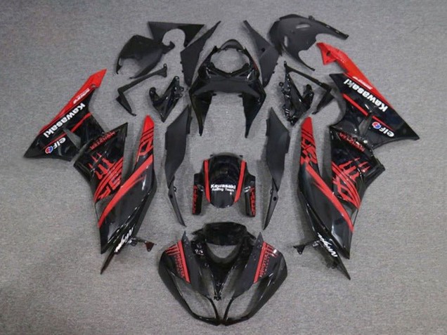 Discount 2009-2012 Glossy Black Red Monster Kawasaki ZX6R Motorcycle Fairings Canada
