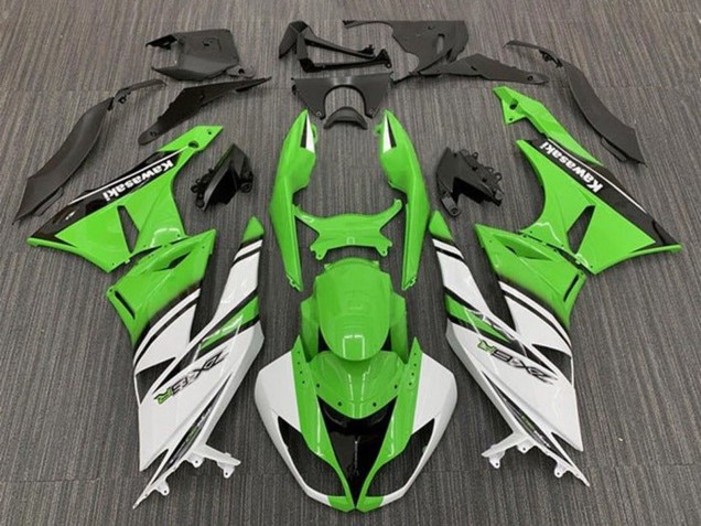 Discount 2009-2012 Green White Black Stripe Kawasaki ZX6R Motorcycle Fairings Canada