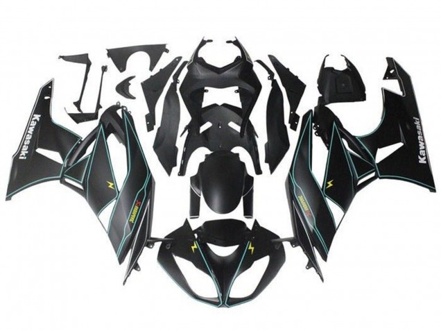 Discount 2009-2012 Matte Black Blue Yellow Stripe Kawasaki ZX6R Motorcycle Fairings Canada