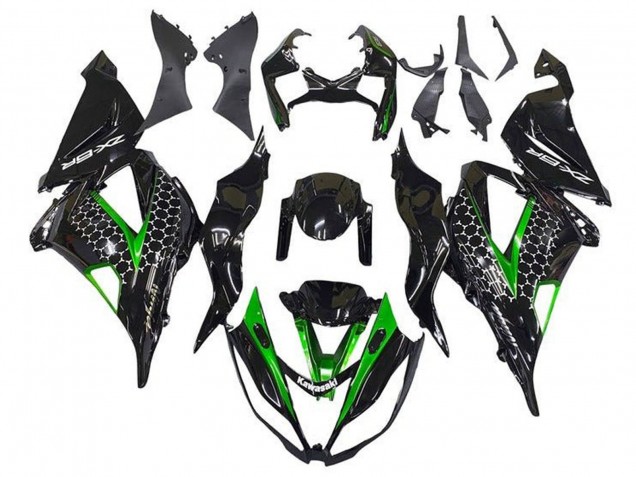 Discount 2013-2018 Glossy Black Green White Honeycomb Kawasaki ZX6R Motorcycle Fairings Canada