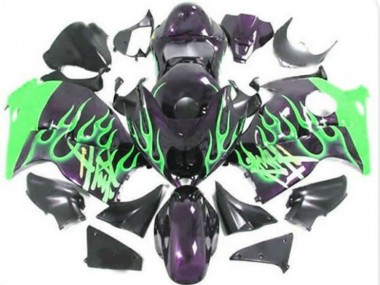 Discount 1996-2007 Glossy Black Green Flame Suzuki GSXR1000 Motorcycle Fairings Canada