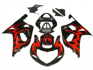 Discount 2000-2002 Glossy Black Red Tribal Suzuki GSXR1000 Motorcycle Fairings Canada