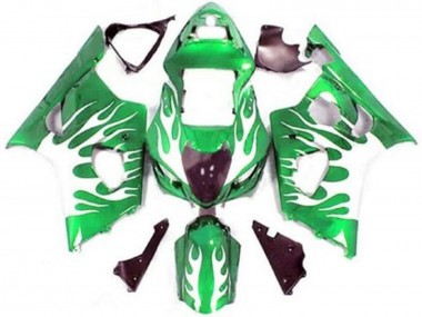 Discount 2003-2004 Green White Flame Suzuki GSXR 1000 Motorcycle Fairings Canada