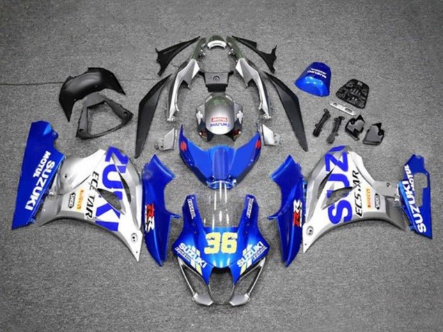 Discount 2017-2024 Blue Silver Ecstar 36 Suzuki GSXR1000 Motorcycle Fairings Canada