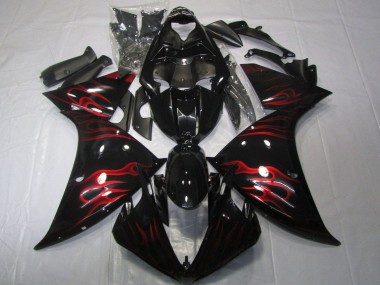 Discount 2012-2014 Glossy Black Red Flame Yamaha YZF 1000 R1 Motorcycle Fairings Canada
