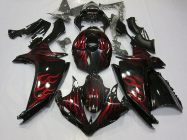 Discount 2007-2008 Glossy Black Red Flame Yamaha YZF 1000 R1 Motorcycle Fairings Canada