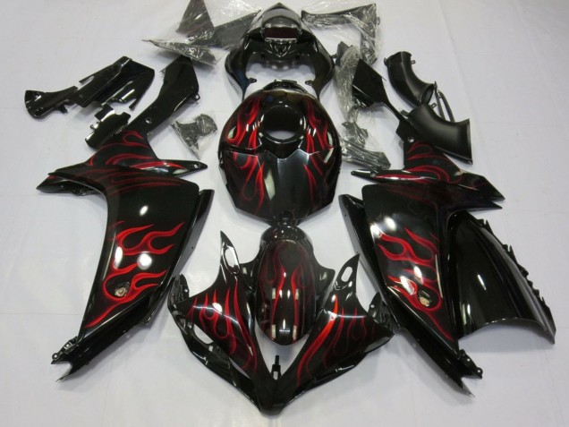 Discount 2007-2008 Glossy Black Red Flame Yamaha YZF 1000 R1 Motorcycle Fairings Canada