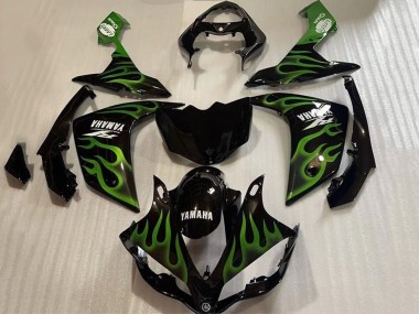 Discount 2007-2008 Glossy Black Green Flame Yamaha YZF 1000 R1 Motorcycle Fairings Canada