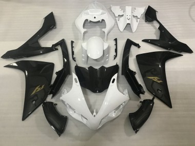 Discount 2007-2008 White Faux Carbon Fiber Gold Decal Yamaha YZF 1000 R1 Motorcycle Fairings Canada
