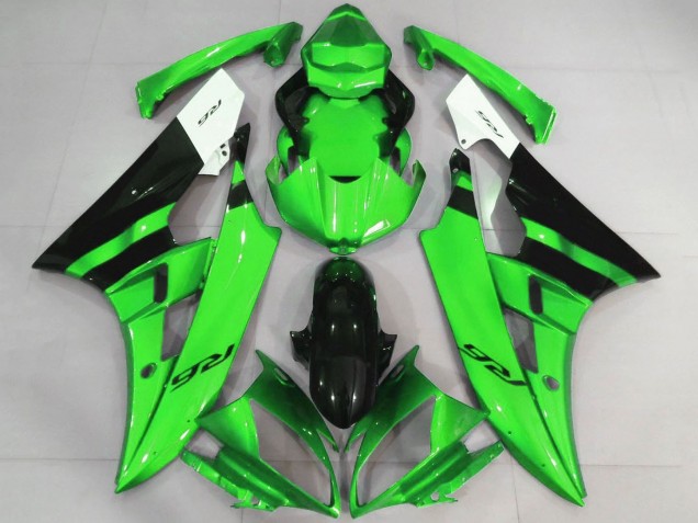 Discount 2006-2007 White Green Glossy Black Yamaha YZF R6 Motorcycle Fairings Canada