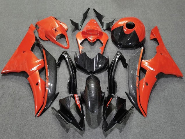 Discount 2008-2016 Orange Black Carbon Fiber Style Yamaha YZF R6 Motorcycle Fairings Canada