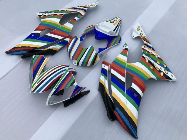 Discount 2008-2016 White Blue Green Yellow Red Rainbow Stripe Yamaha YZF R6 Motorcycle Fairings Canada