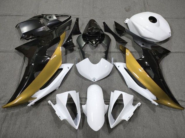 Discount 2008-2016 White Gold Glossy Black Yamaha YZF R6 Motorcycle Fairings Canada