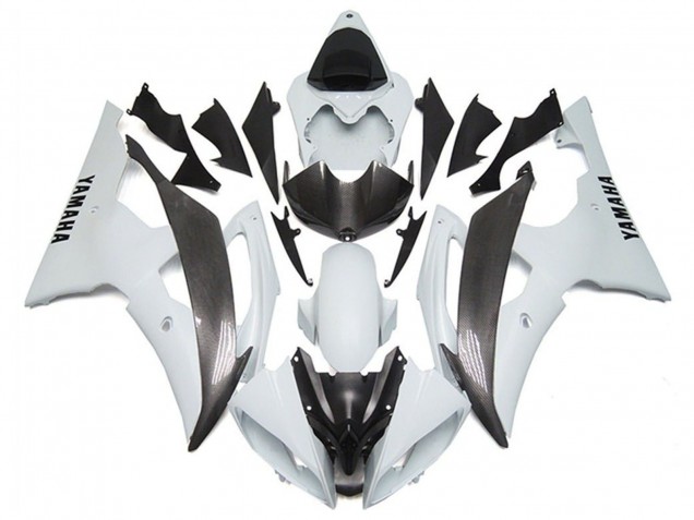 Discount 2008-2016 White Faux Carbon Fiber Style Yamaha YZF R6 Motorcycle Fairings Canada