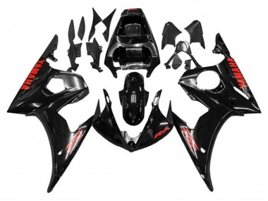 Discount 2005 Glossy Black Red Yamaha YZF R6 Motorcycle Fairings Canada