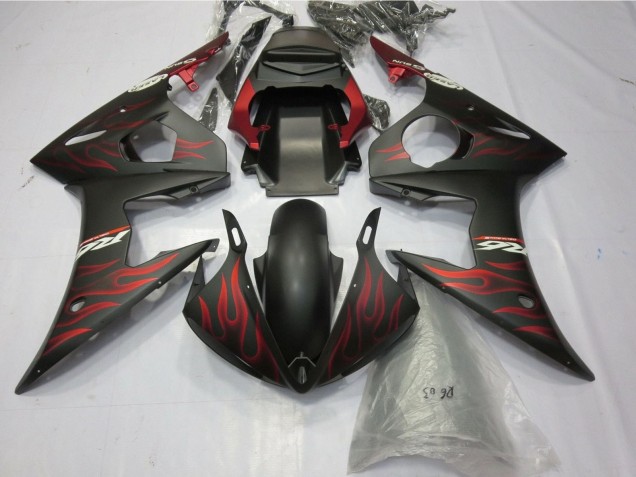 Discount 2005 Matte Black Matte Red Flame Yamaha YZF R6 Motorcycle Fairings Canada
