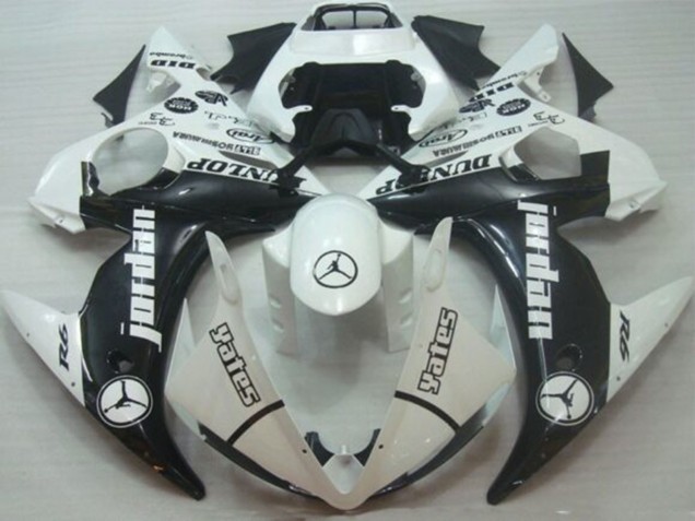 Discount 2005 White Glossy Black Jordan Dunlop Yamaha YZF R6 Motorcycle Fairings Canada