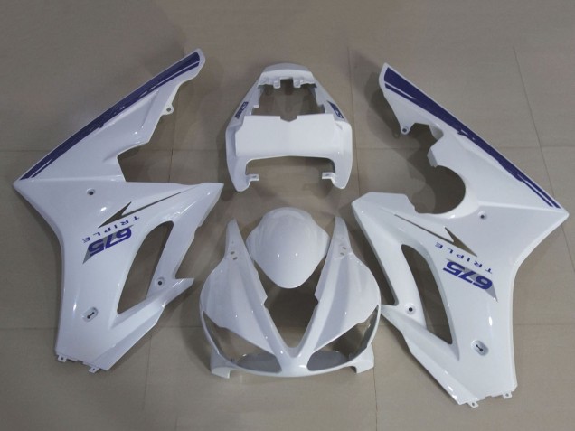 Discount 2009-2012 White Blue Triumph Daytona 675 Triple Motorcycle Fairing Kits Canada