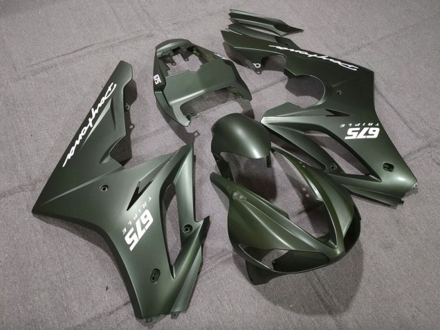 Discount 2009-2012 Matte Green White Triumph Daytona 675 Triple Motorcycle Fairings Canada
