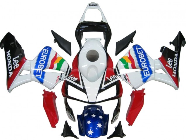 Discount 2003-2004 White Red Blue Glossy Black EuroBet Honda CBR600RR Bike Fairings Canada