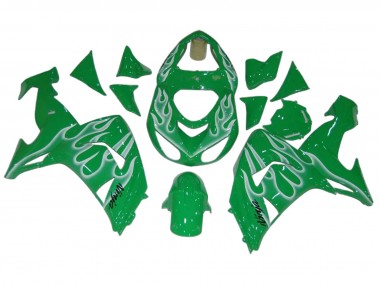 Discount 2006-2007 Green White Flame Kawasaki ZX10R Motorcycle Fairings Canada
