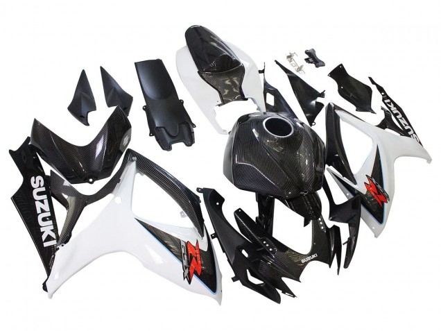 Discount 2006-2007 Black White Carbon Fiber Style Suzuki GSXR 600/750 Motorcycle Fairings Canada