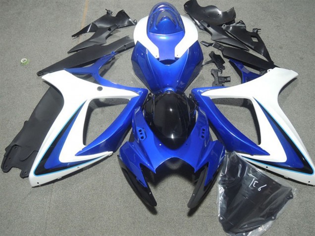 Discount 2006-2007 White Blue Glossy Black Suzuki GSXR 600 Motorcycle Fairings Canada